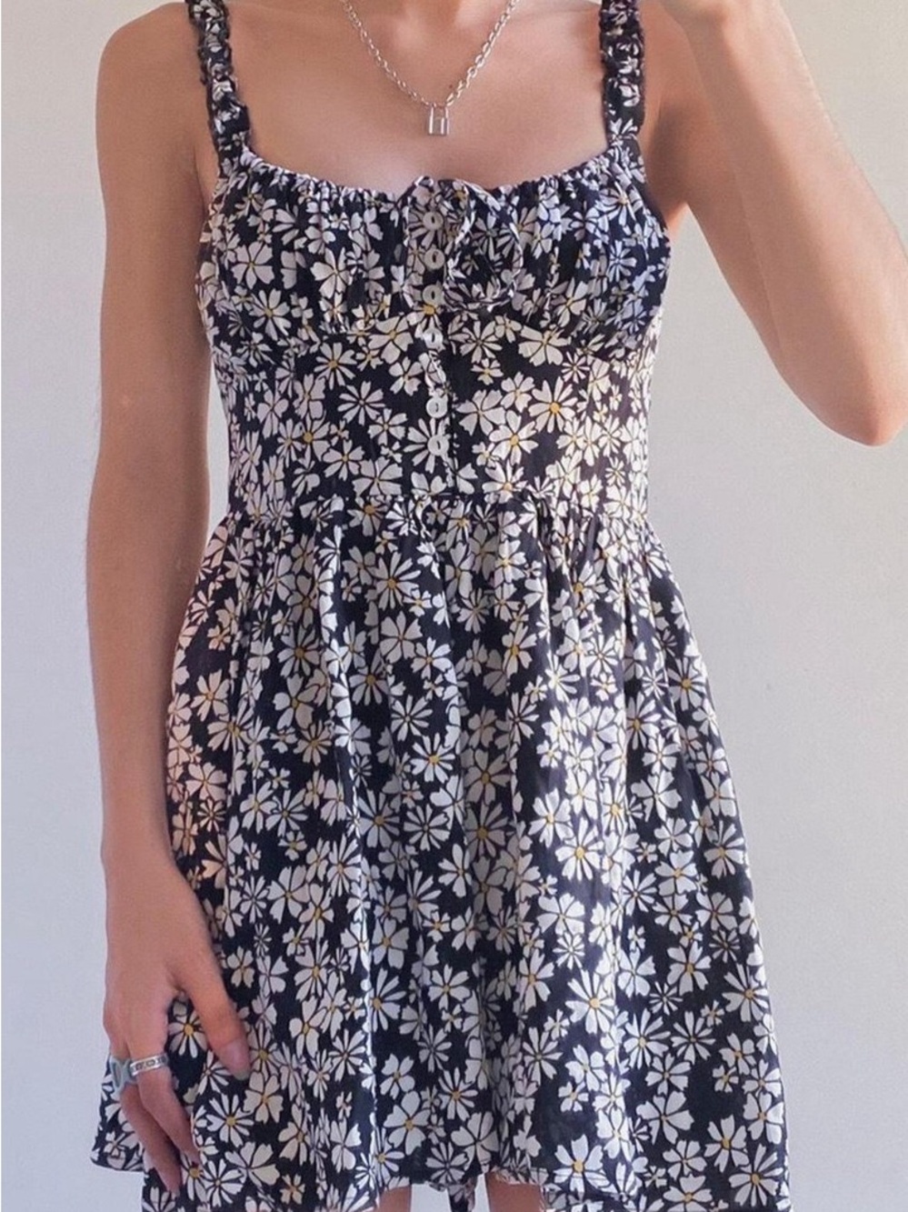 Urban Outfitters Black Floral Daisy Romper